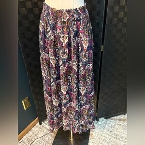 Anthropologie Paisley Maxi Skirt in Navy, Pink & Gold